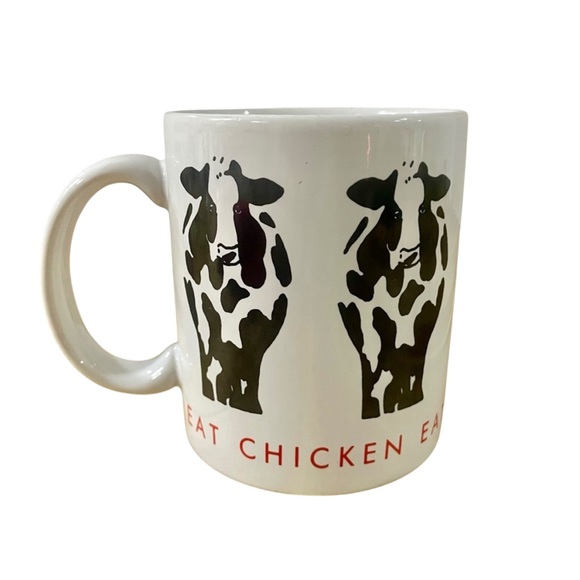 Vintage Papel Eat Chicken Coffee Tea Mug Black and White Jersey Cows Farmhouse - Picture 1 of 7